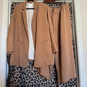 Brown Blazer and Pants Set